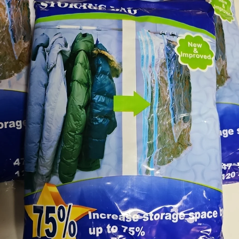 5 Hanging Vacuum Storage Bag, waterproof, reusable, Protect For mildew & Odors